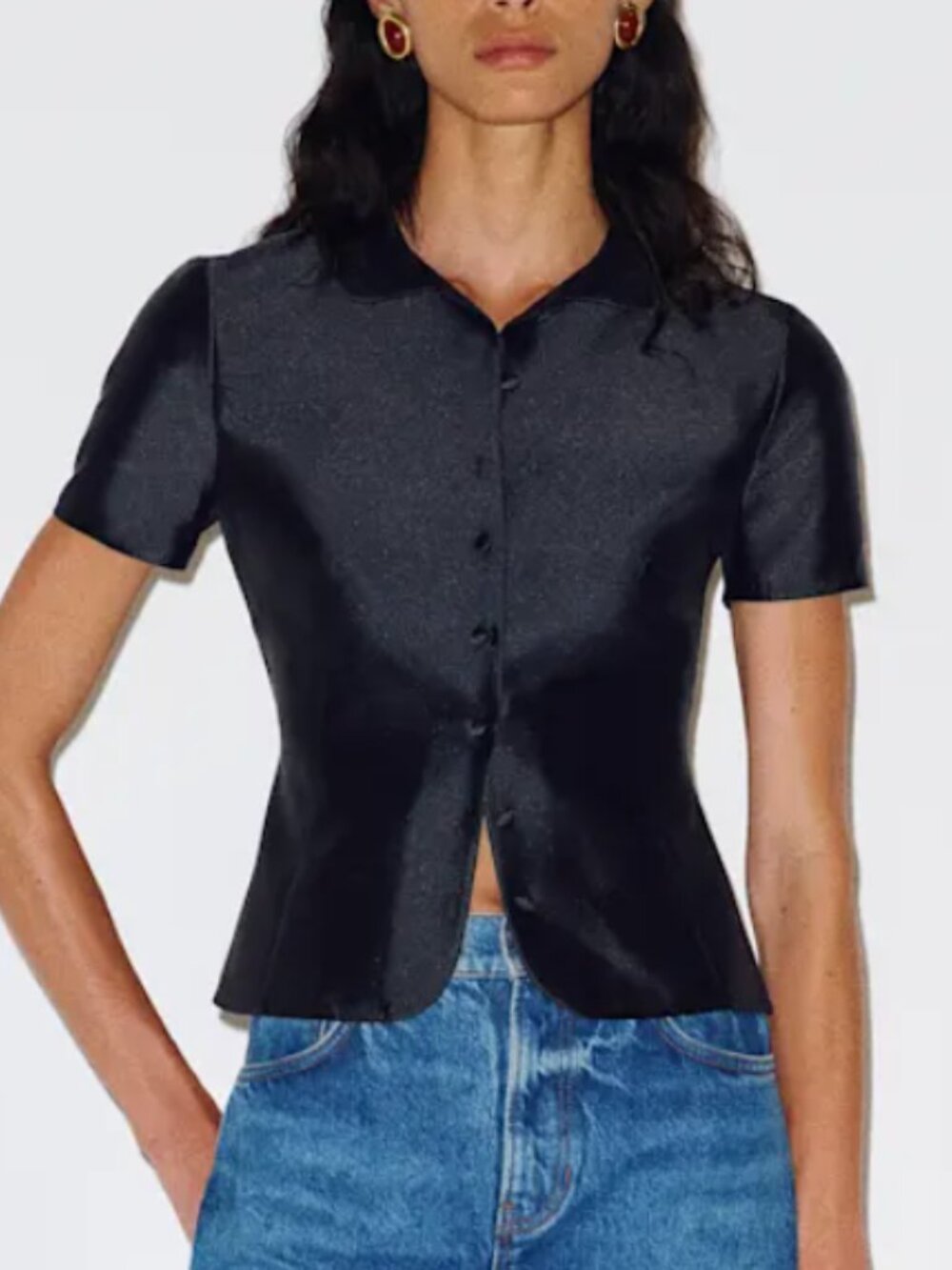 Reformation Haley-Kate Top US4 Black Noir Blouse French Quiet Lux